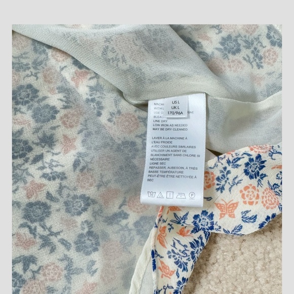 Urban Outfitters UO Mini Dress Spring Shower Chiffon Floral Butterfly Print Sz L - Picture 13 of 15